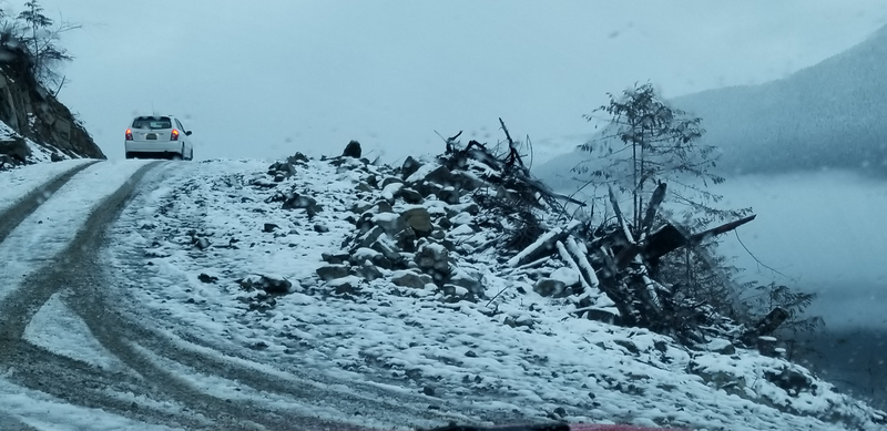 He got stuck about 30ft beyond where you see the car in this picture. The path curves to the left and then rises rapidly.